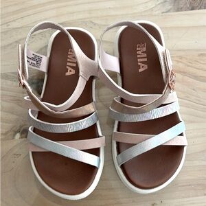 Mini mia pink and silver sandals - girls size 11